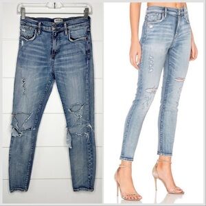AGOLDE Sophie Distressed High Waist Skinny Crop Jeans  Medium Blue Wash Size 26